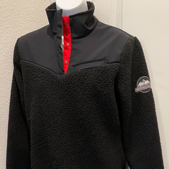 SPYDER BLACK FLEECE SHERPA PULLOVER JACKET SZ M PREOWNED - Picture 1 of 8